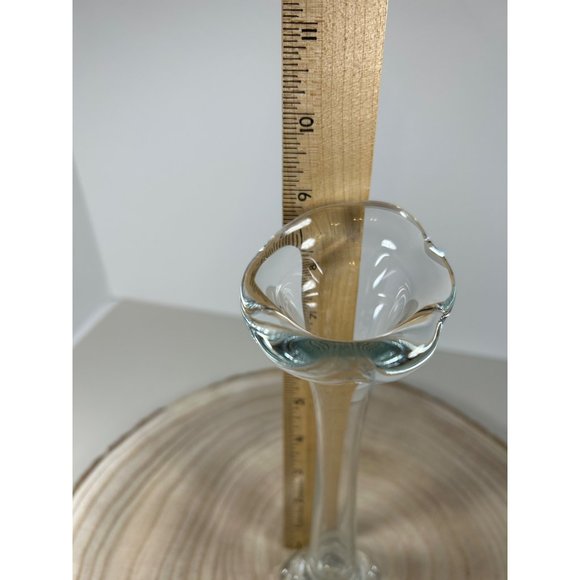 Bo Borgstrom Aseda Sweden Art Glass Tulip Vase Controlled Bubbles Bone Shape VTG - Picture 5 of 6